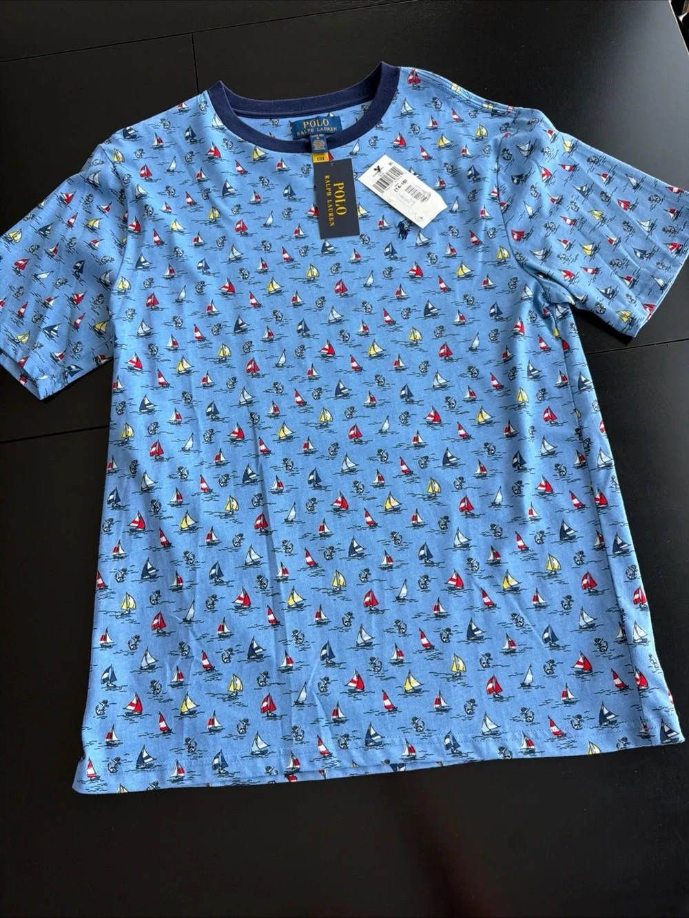 Polo Ralph Lauren Light Blue Sailboat Print Tee NWT Crew neck